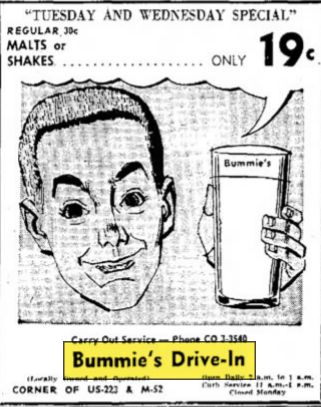 Bummies Drive-In - May 1960 Ad (newer photo)